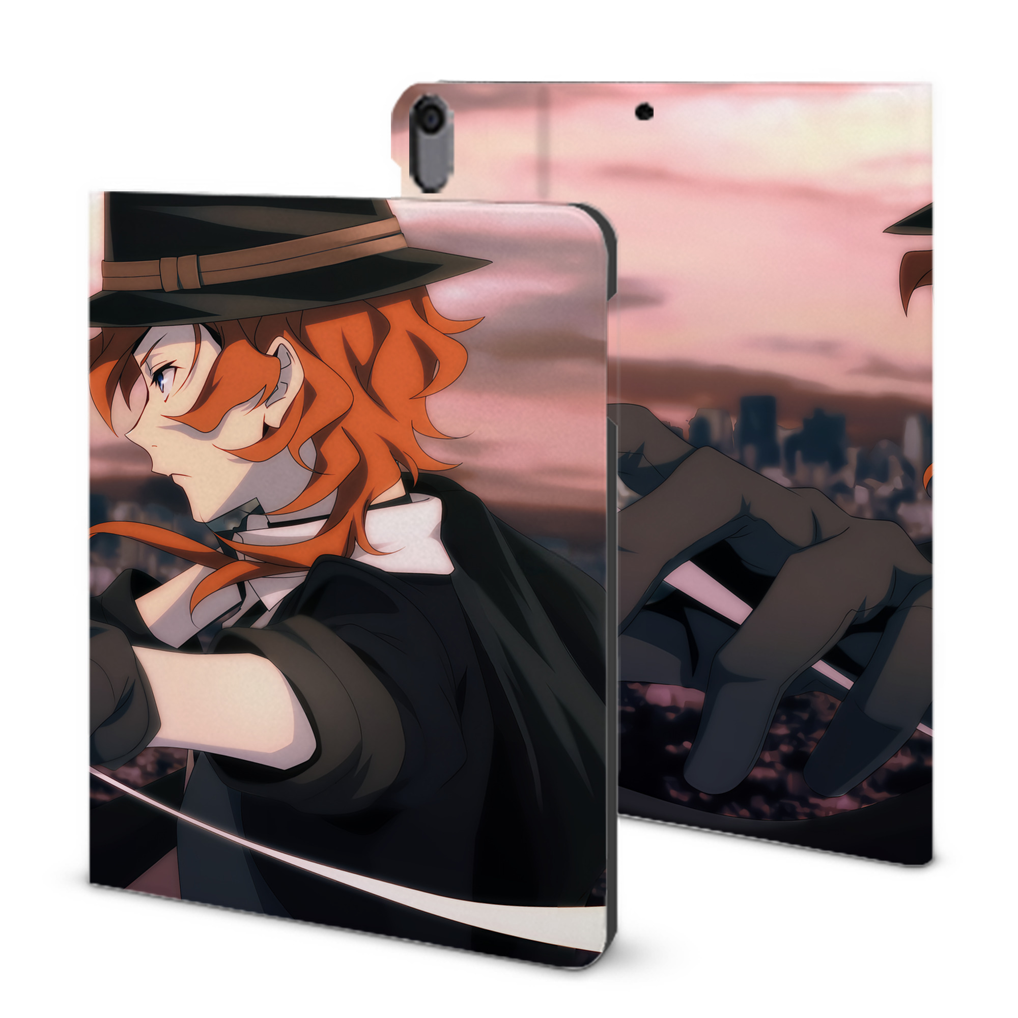 （画像用） 文豪ストレイドッグス Bungo Stray Dogs IPad ケース ブック型 PUレザー TPU 耐衝撃 軽量 薄型 ペン収納なし 全面保護 IPad 各モデル対応